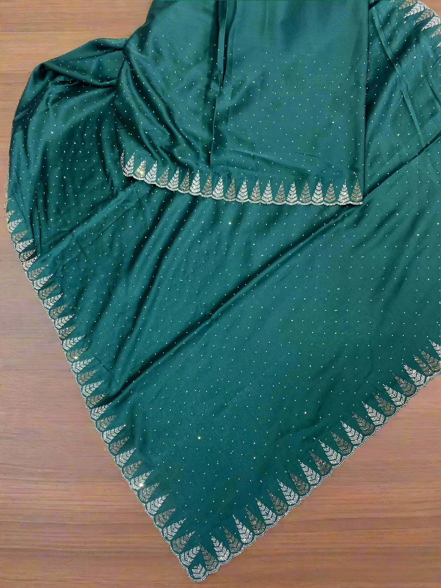 Satin Silk Border Look Saree Girlish Wear ( Farewell Special Saree)