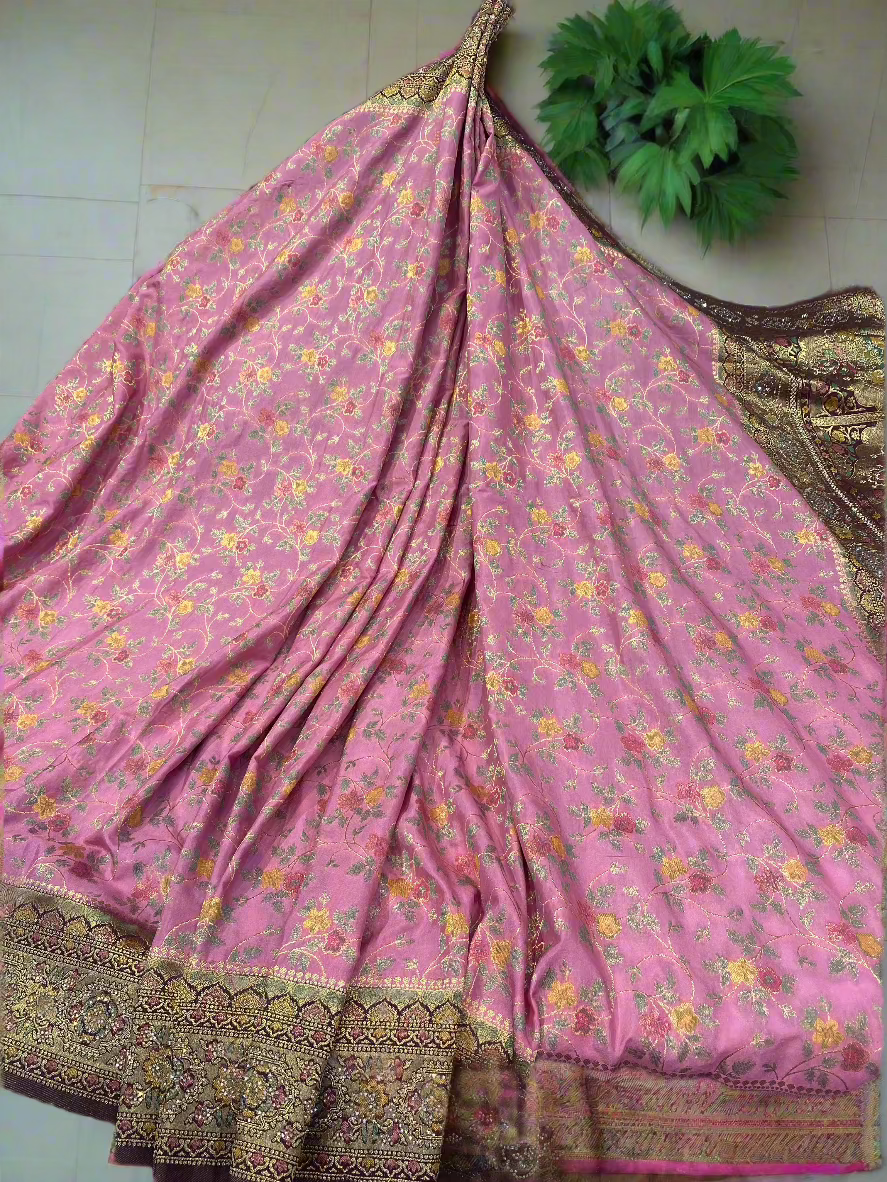 Meena Silk (7 Needle Work) Pure Fabric